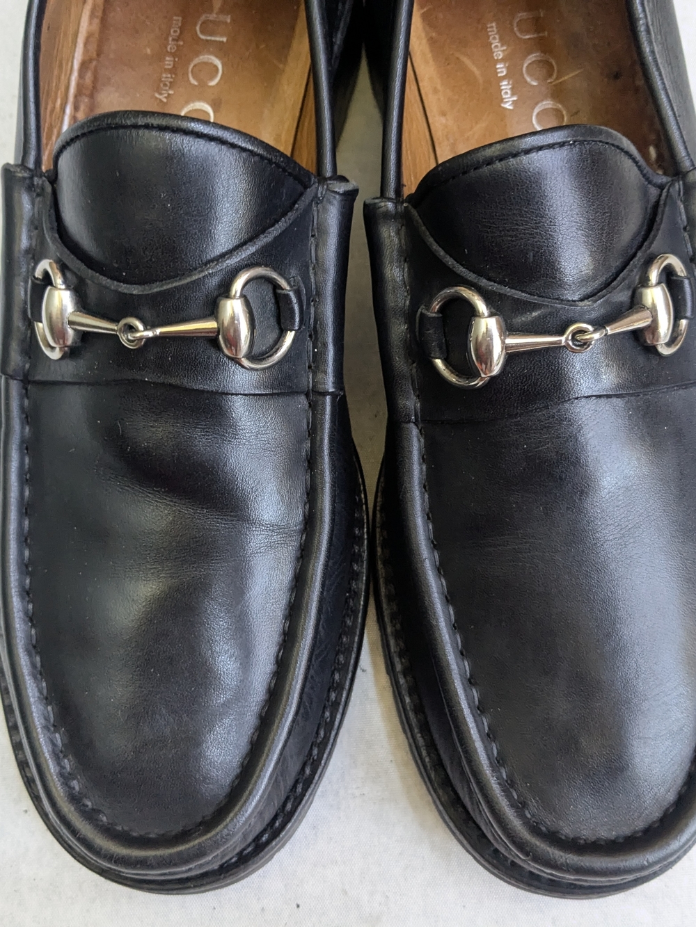 Gucci Black Leather Loafers with Silver Horsebit Black US 10.5 Men - Picture 3 of 16